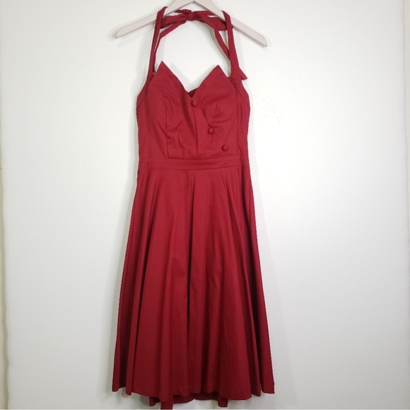 Lindy Bop Vintage Burgundy Midi Dress - Picture 2 of 16